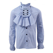 Boys' Light Blue Shirt  Vintage Style  Removable Collar party top 4–14 Y XMAS