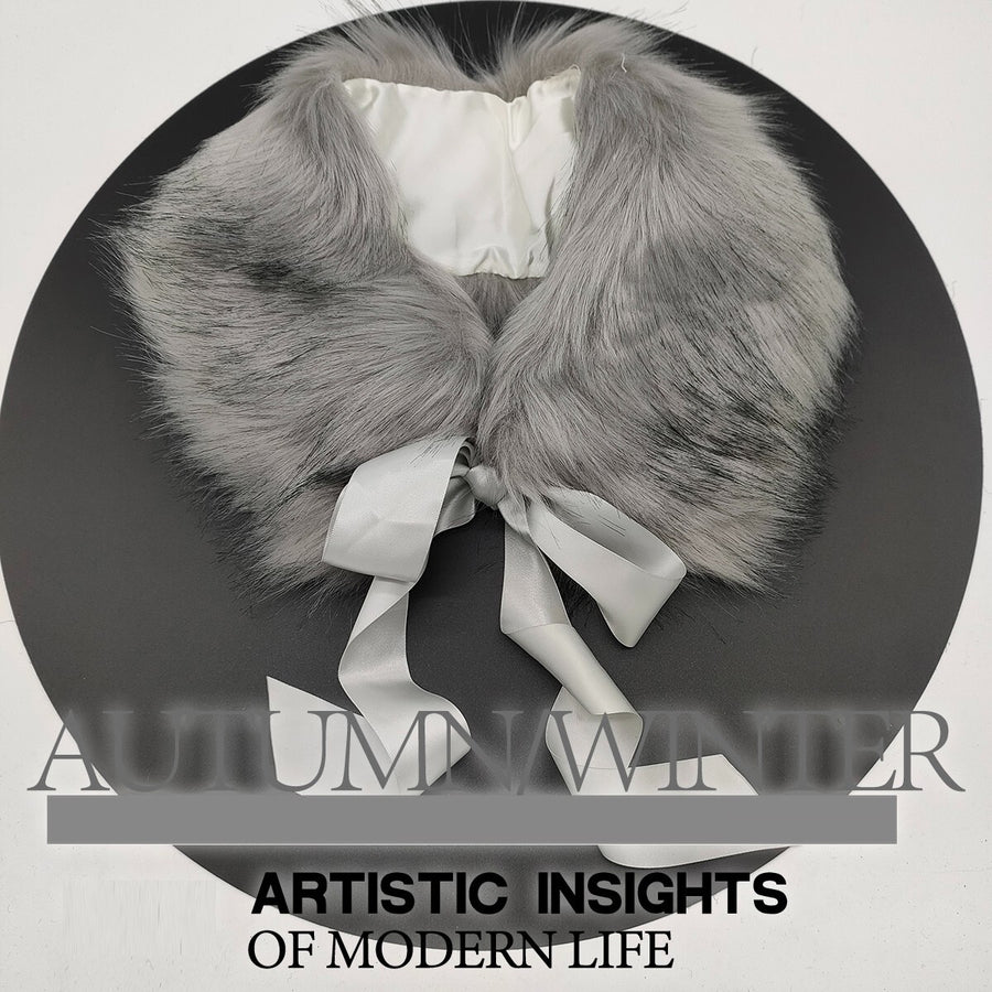 Faux Fur Scarf Collar Wrap – Soft Warm Elegant Tippet Shawl Stole for Girls gift