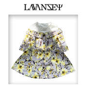 Girls princess Party Dress Off Shoulder 1–7Y grey Floral Outfit beautiful gift