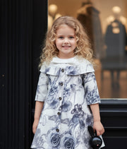 Girls princess Party Dress Off Shoulder 1–7Y grey Floral Outfit beautiful gift