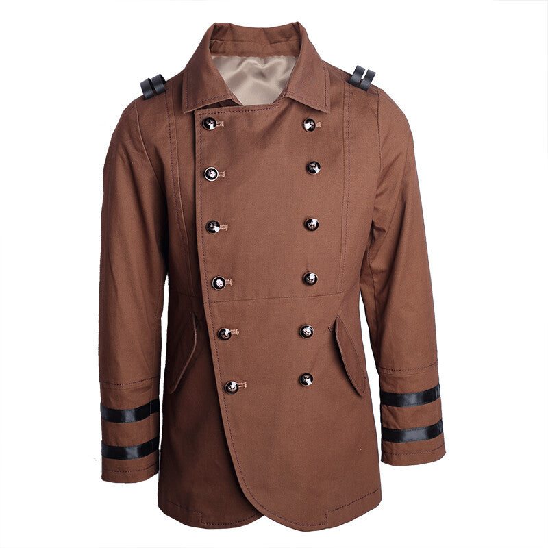 Kids vintage Military Style Cotton Jacket3-9Y Boys Formal Uniform Trench Coat