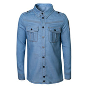 Boys Smart Casual Shirt Military Design Cotton Long Sleeve Top Ages 4-9Y School