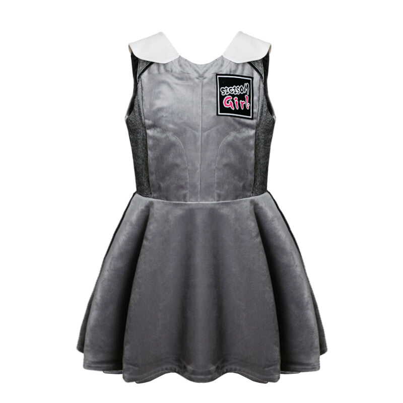 Girls Woolen Sleeveless Sporty Dress for winter/autumn Grey Velvet Ages 3-10