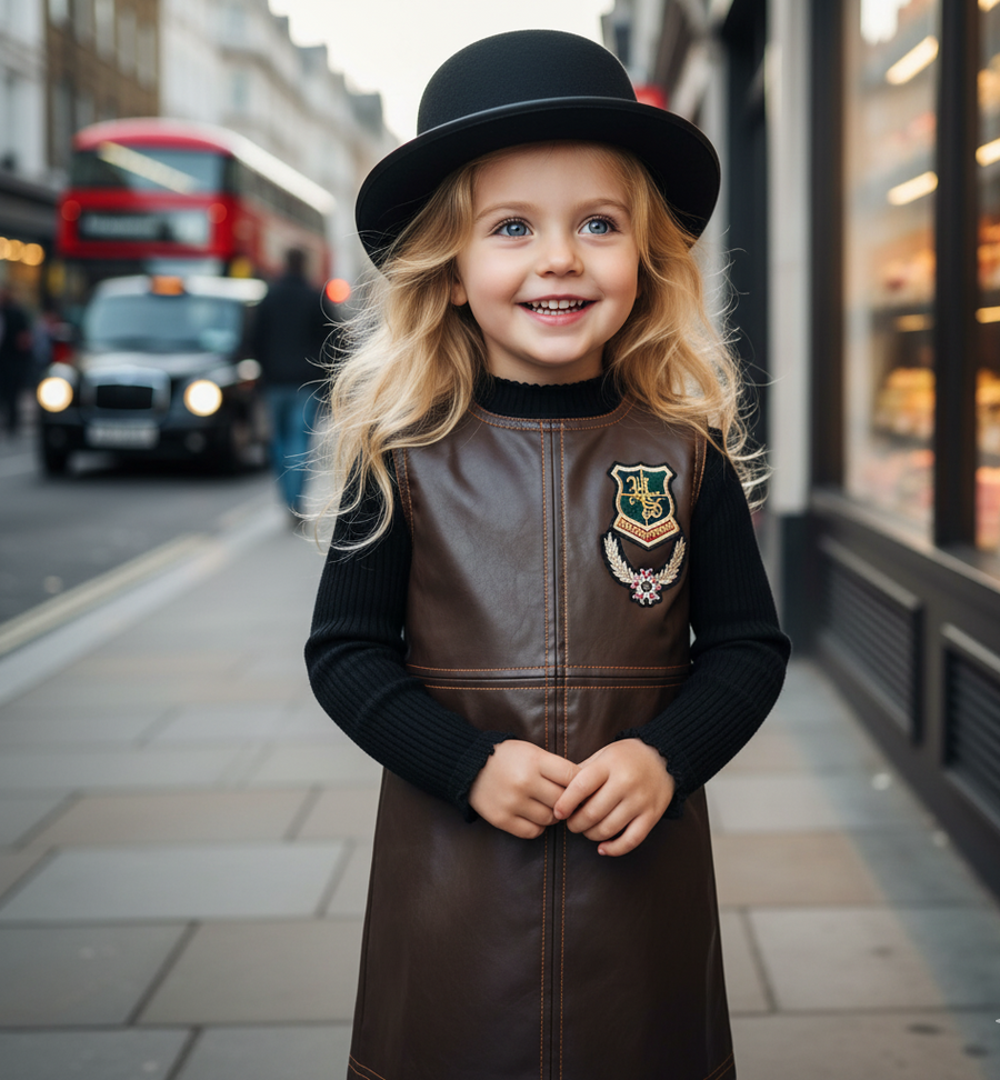 Girls PU Leather Dress 2-3-4-5-6-7Y Casual winter Mini Skirt Style festival wear