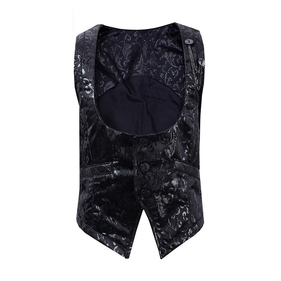 Boys Black Brocade Formal Vest Waistcoat (4–9 Years) XMAS party Wear birthday