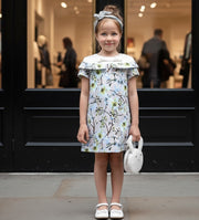 Girls Princess Party Dress 1-9Y Elegant floral Printed Toddlers removeble sleeve