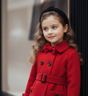 Girls Red Cashmere Long Coat /black wool coat – Elegant autumn Wear (3-5 Years)