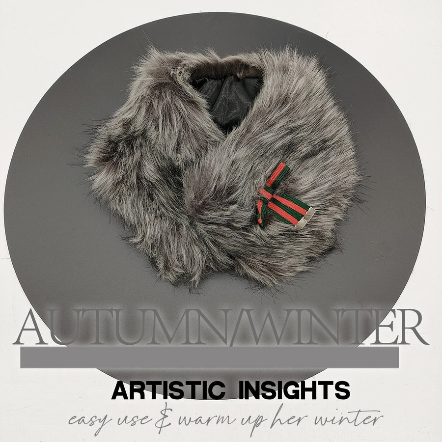 Faux Fur Scarf Collar Wrap – Soft Warm Elegant Tippet Shawl Stole for Girls gift