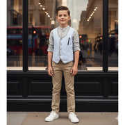 Boys Light Blue Cotton Vest Vintage Casual Style waistcoat 3–7 Y party wear XMAS