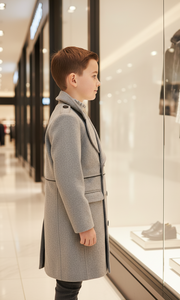 Children's Winter Double Breasted Wool Coat Thick Warm Military Jacket 3-12 Year