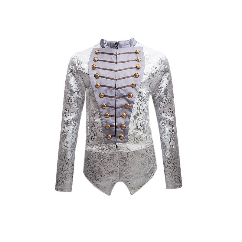 Boys Silver Brocade Tailcoat Suit Tuxedo 6–14Y Vintage Formal blazer Xmas Party