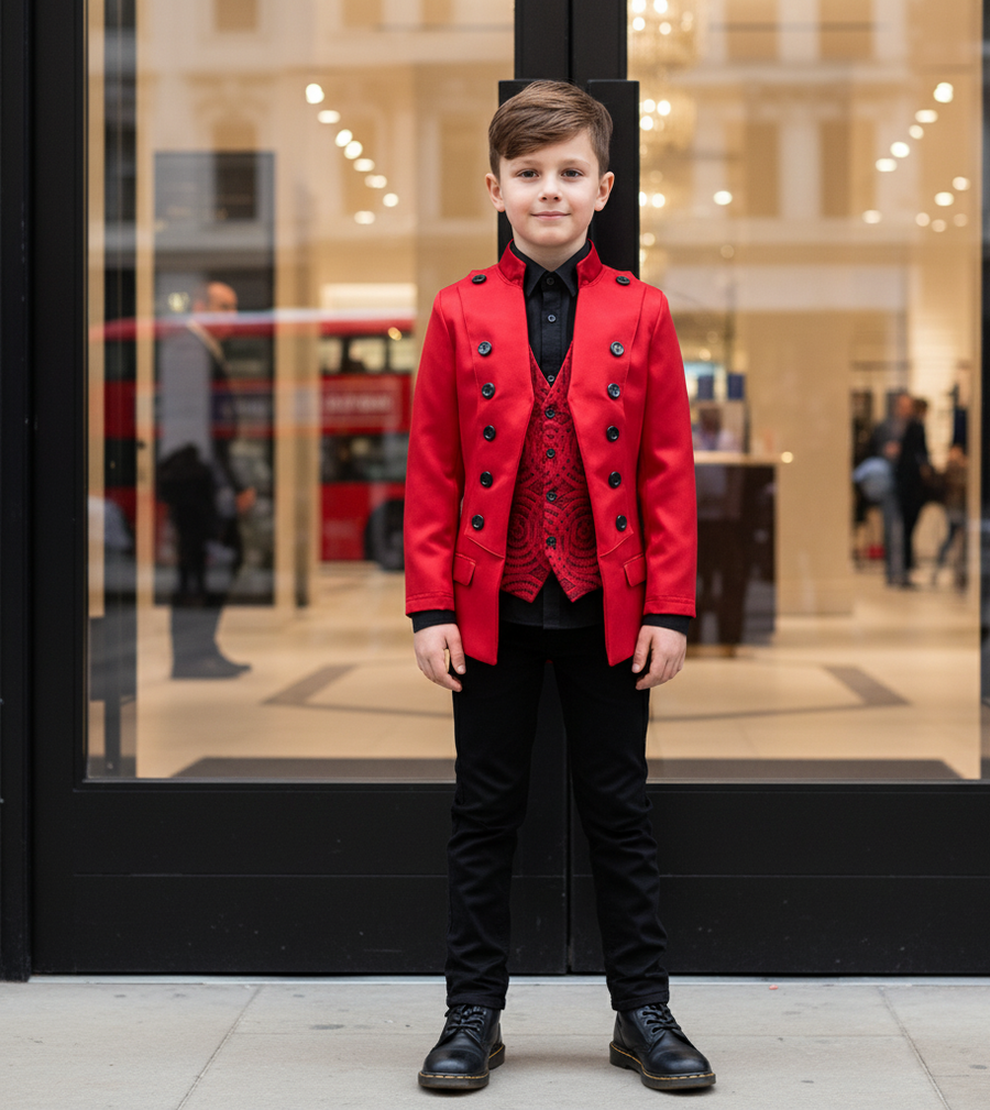 Boys Slim Fit Velvet Blazer 3-14Y False Two-Piece party Dinner Jacket Party Suit