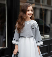 Girls Fashion Two-Piece Outfit – Loose Fit Top & Dress Set great bargin autumn