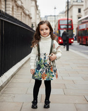 Girls Floral Cotton Skirt with Straps – Vintage Style Mini Skirt