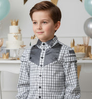 boys Vintage Cotton Long Sleeve Shirt Classic Style Top for Kids 3-14 Y party