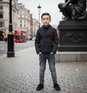 Boys Black Wool/cashmere  Blazer 3-9Y Vintage Style Winter warm Jacket for Kids