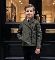 Boys' military Spring Autumn Jacket Cotton Wool Blend Green Black Coat 4-9Y