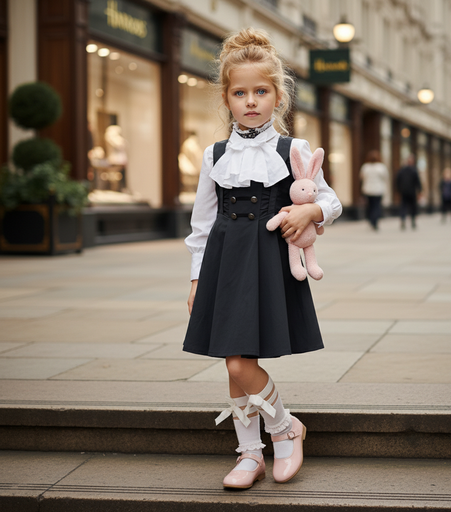 Girls Black Sleeveless Swing Dress 4-5Y for wedding festival  Party Dress Kids