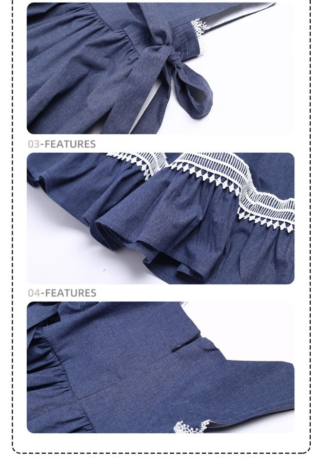 Girls Blue Cotton Dress Warm Layered Long Sleeve Outfit for Kids 3–9Y all season