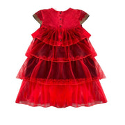Girls' Red Velvet Princess Dress – Multi-Layer for birthday  Party wedding 6-10Y