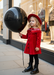 Girls Red Velvet Swing Dress 3-4Y Sleeve A-Line Princess  clearance sale