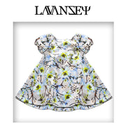 Girls Puff Lantern Sleeve Doll Dress Oversized A-Line Floral Dress 1-9Y princess