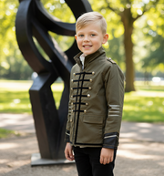 Kids short coat 3-12Y outfit Cotton/velvet Boys Casual military Jacket vintage