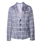 Boys  plaid Blazer4-9Y Light fabric Cotton Casual Jacket brithday wedding top