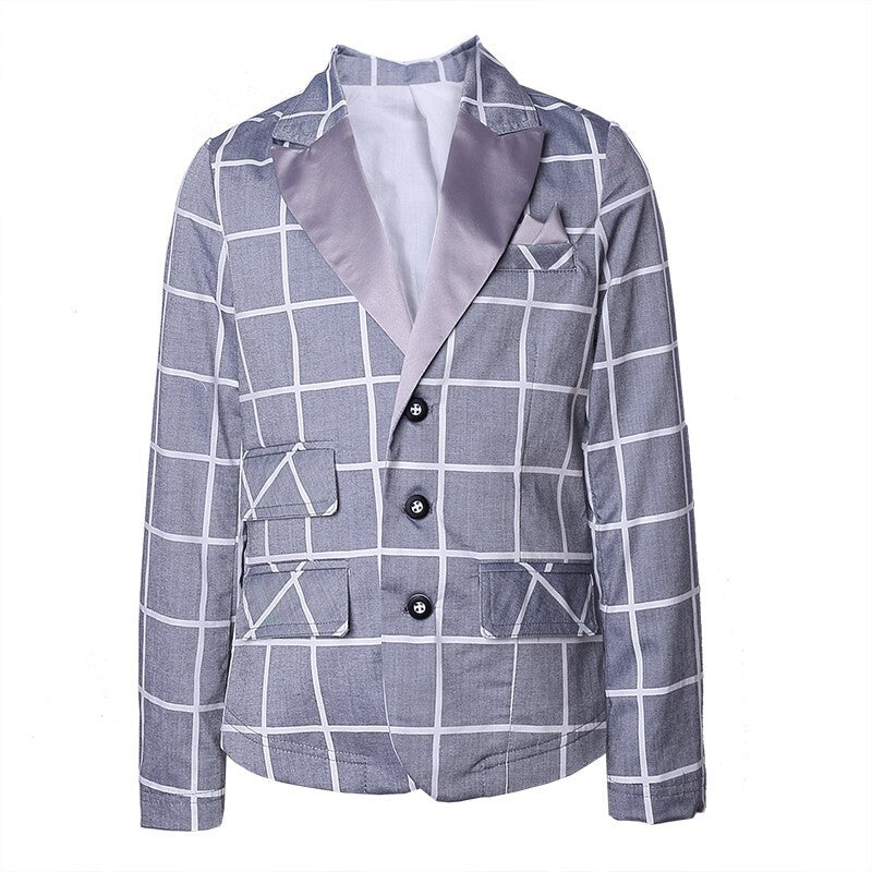 Boys  plaid Blazer4-9Y Light fabric Cotton Casual Jacket brithday wedding top