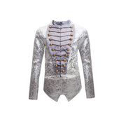 Boys Silver Brocade Tailcoat Suit Tuxedo 6–14Y Vintage Formal blazer Xmas Party