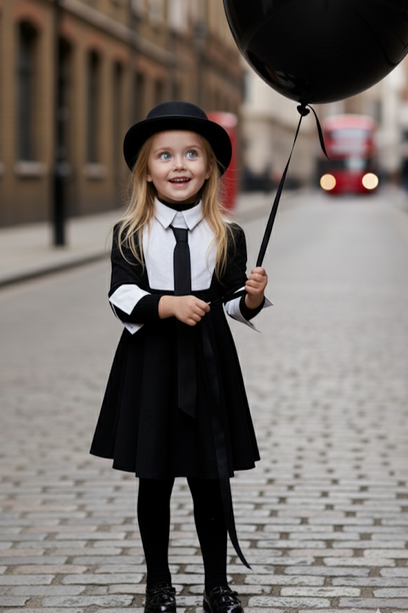 Girls Vintage Black Swing Dress 3-4-5 Y A-Line Dress festival  wear High Quality