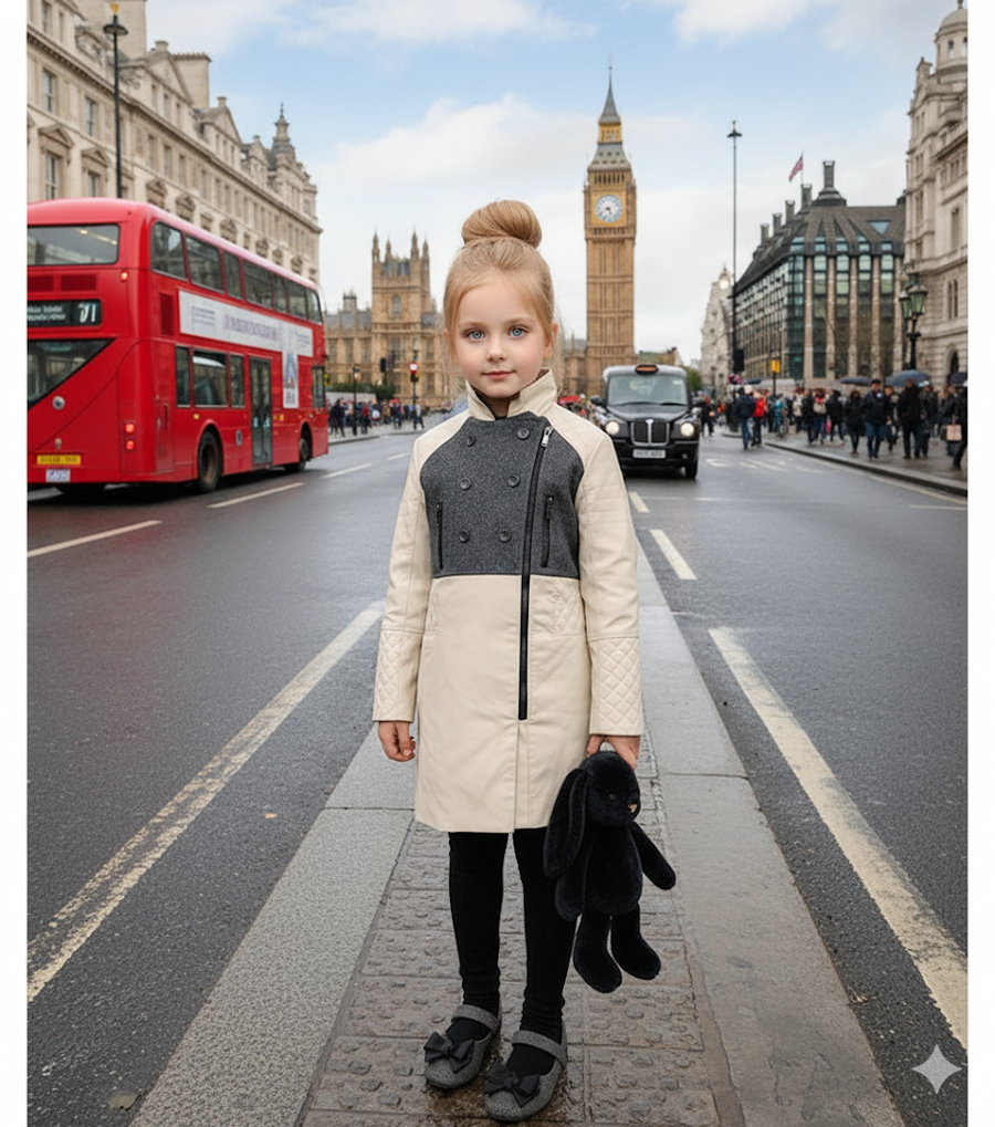High Quality Girls autumn trench coat 3-12Y windproof beige jacket long sleeve