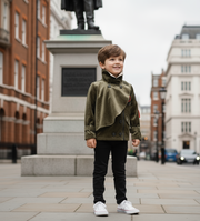 Boys' Cotton Velvet Double-Breasted Trench Coat – Short Wind Jacket 3-7Y