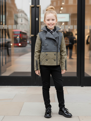 Girls short Trench Coat 4-12Y stylish Autumn Winter cotton jacket for kids 2025