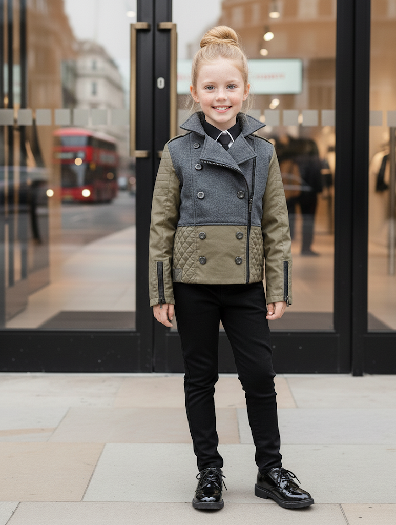 Girls short Trench Coat 4-12Y stylish Autumn Winter cotton jacket for kids 2025