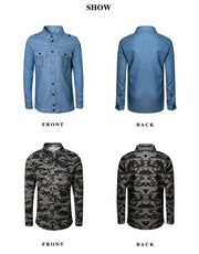 Boys Smart Casual Shirt Military Design Cotton Long Sleeve Top Ages 4-9Y School