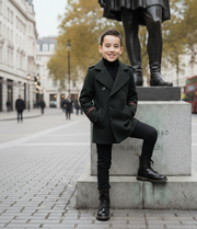 Boys Military Style Woolen Jacket  Smart 2025 winter Casual Cashmere Coat 3-9Y