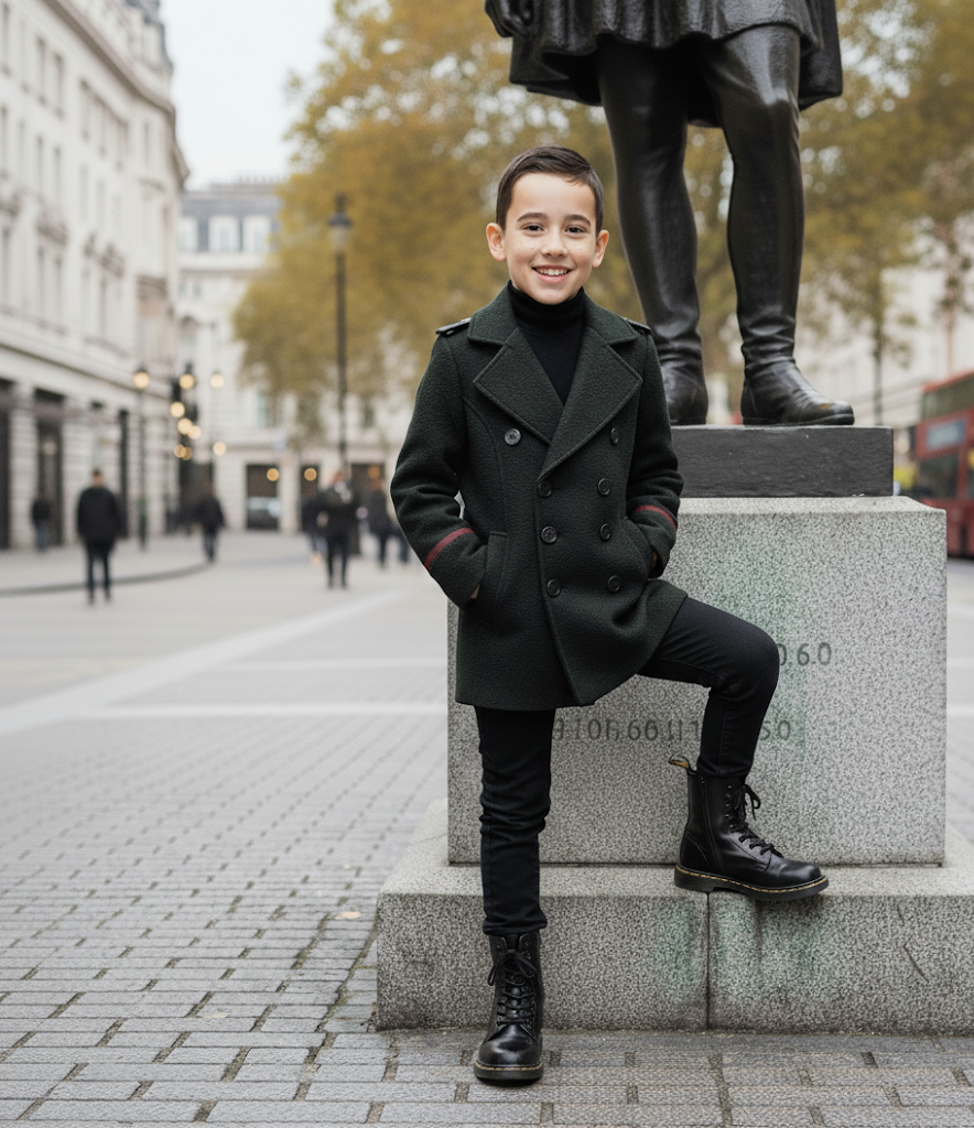 Boys Military Style Woolen Jacket  Smart 2025 winter Casual Cashmere Coat 3-9Y