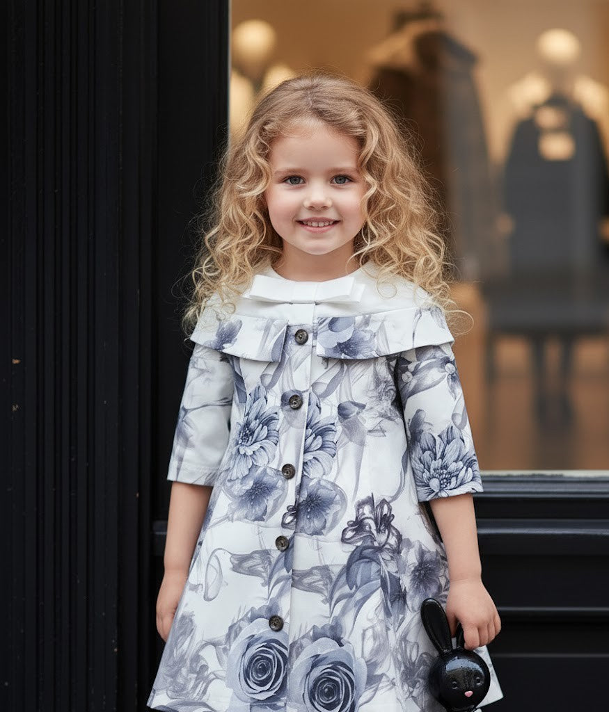 Girls princess Party Dress Off Shoulder 1–7Y grey Floral Outfit beautiful gift