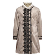 Girls Coat 3-10 y autumn Vintage Velvet Embroidered fashion Long Coat Green grey