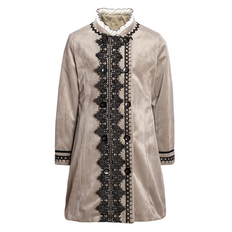 Girls Coat 3-10 y autumn Vintage Velvet Embroidered fashion Long Coat Green grey