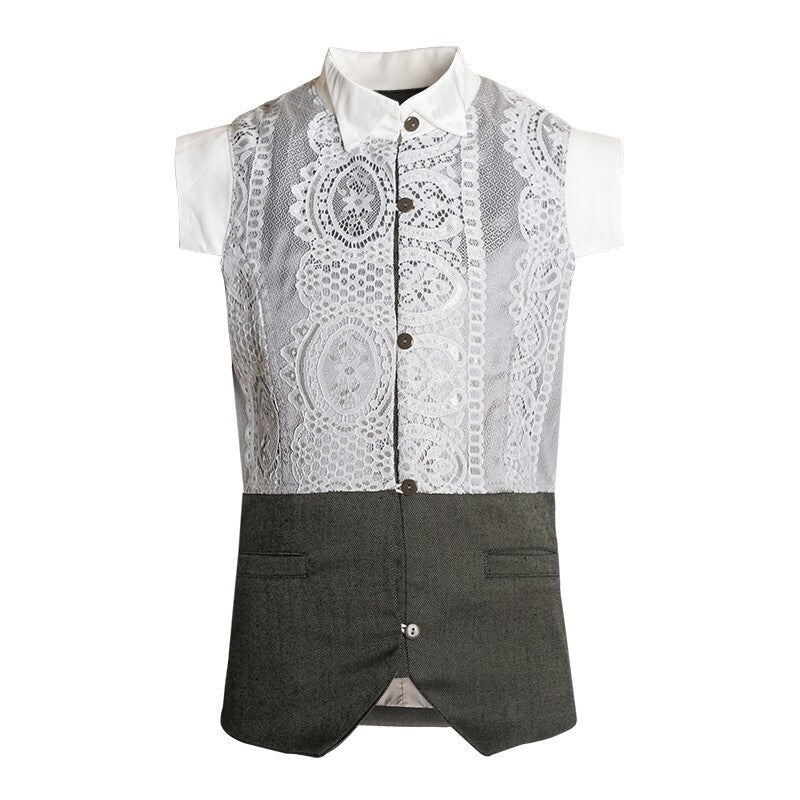 Girls Vintage Lace Vest Sleeveless long Cardigan 3-12Y holiday top all seasons