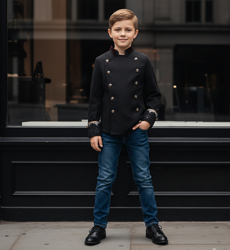 Boys Velvet Tails Tuxedo Blazer 3-12Y Slim Fit Formal party Jacket christmas