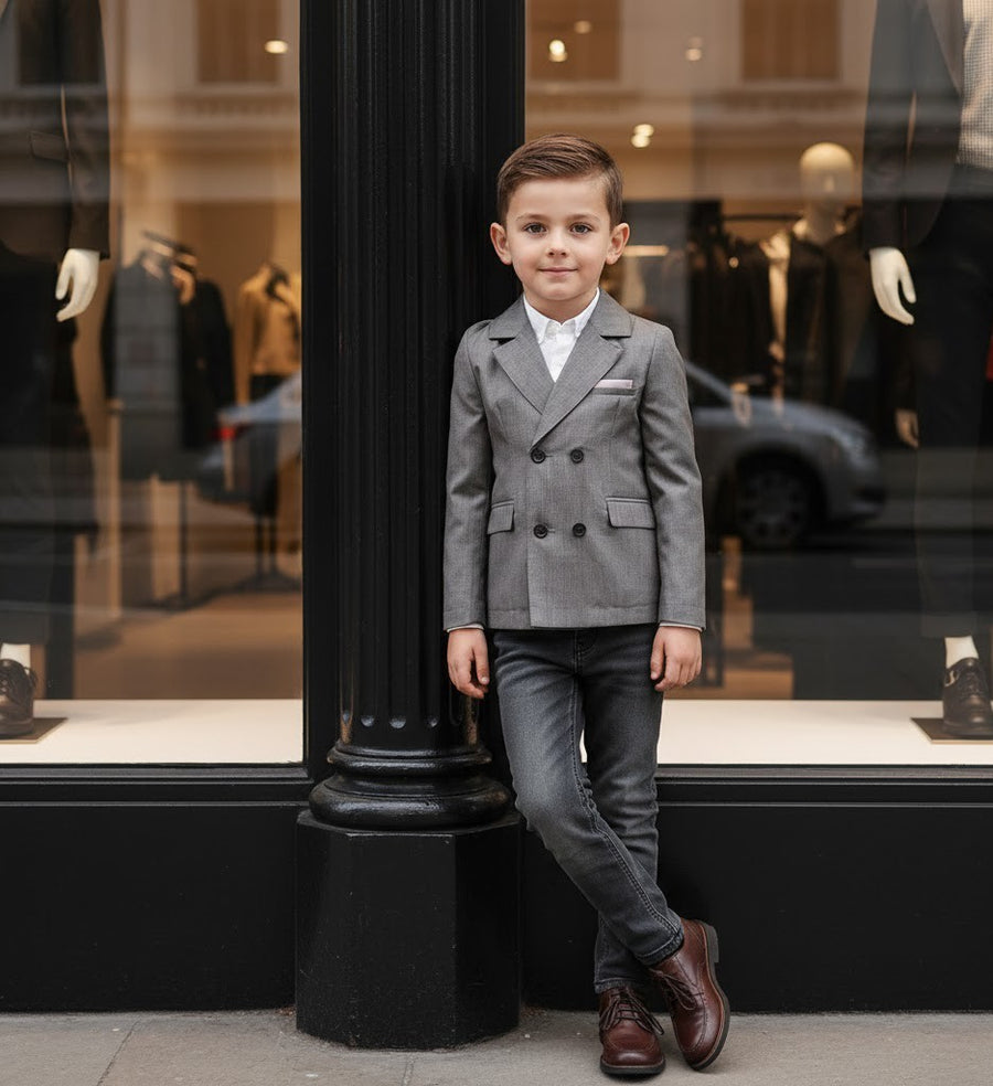 Boy Formal Blazer Smart Suit Kids Junior Senior School Jacket3-4-5-6-7-8-9-10-12