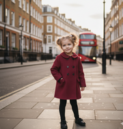 Girls Cashmere autumn Coat Baby Doll Style 2-3-4-5Years old Wine Red toddler