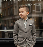 Boys Grey Formal Blazer Elegant V-Neck Casual Suit Jacket for Ages 3-9 Ys xmas