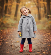 Girls coat wool autumn winter 2025 Light Grey Princess Coat Ages 2–3-4-5-6-7Y