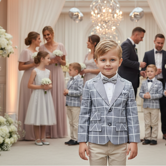 Boys Plaid Blazer – Lightweight Cotton Vintage Page Boy Jacket for Wedding, Party & Smart Casual (Ages 4–9)