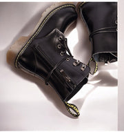 Kids Black Matte Leather Boots great gift winter Premium Cowhide Xmas shoes