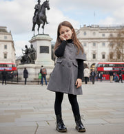 LAVANZEY Girls Cashmere Long Coat – Wine Red Baby Doll Cape (3–9 Yrs)